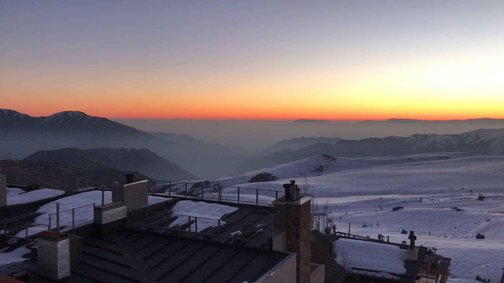Sunset over the Andes from La Parva