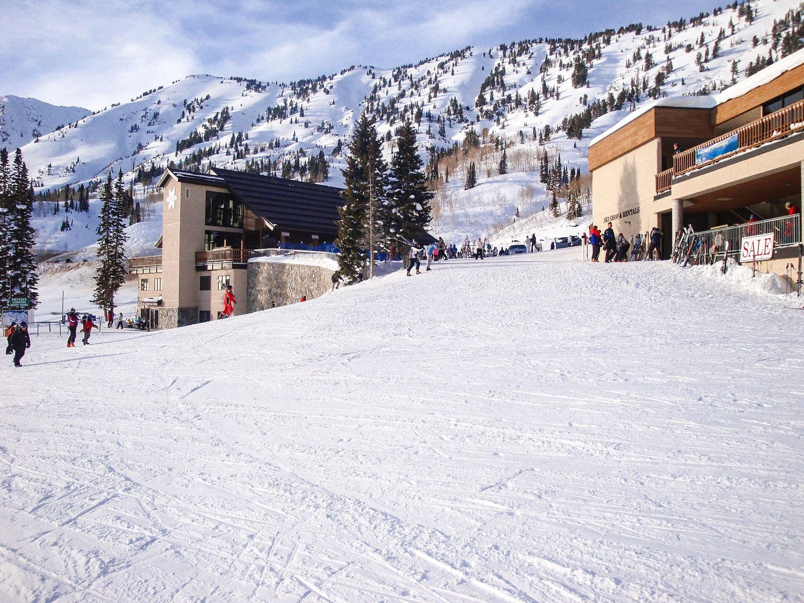 The base area at Alta on a winter afternoon
